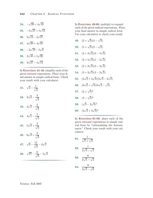 Chapter 9: Exercises with Answers