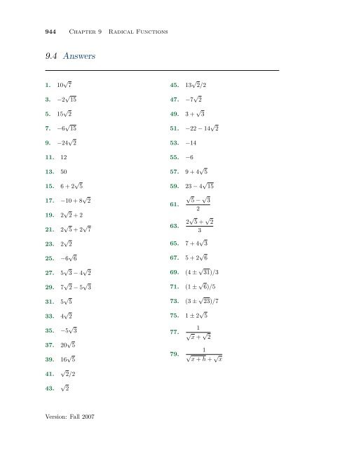 Chapter 9: Exercises with Answers