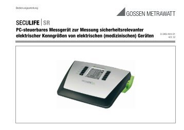 SR PC-steuerbares Messgerät zur Messung ... - Gossen-Metrawatt