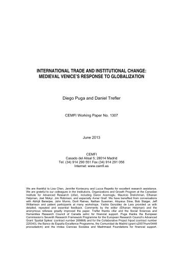 International Trade and Institutional Change: Medieval ... - Cemfi