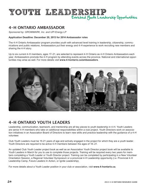 2013 Resource Guide - 4-H Ontario