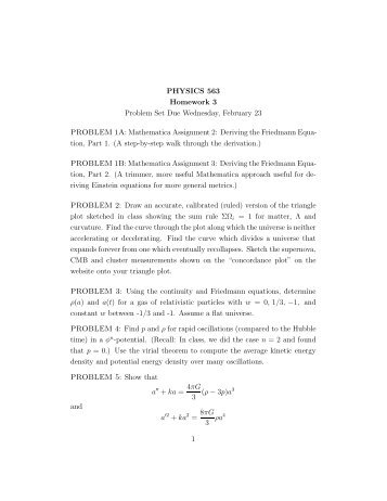 Mathematica Assignment 2: Deriving the Friedmann Equa