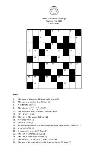 UKMT Team Maths Challenge Regional Final 2013 Crossnumber 1 ...