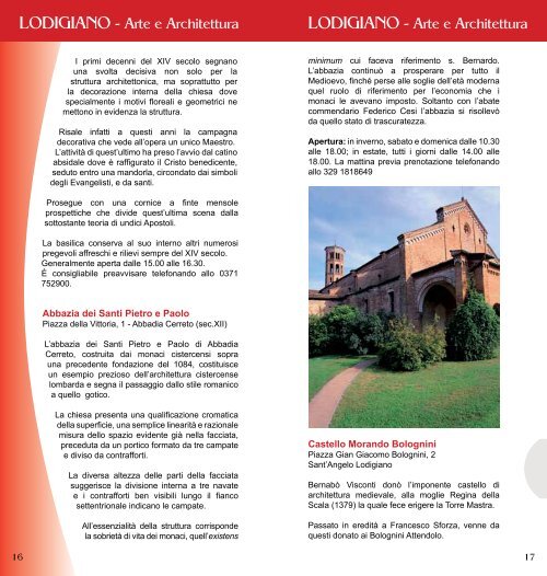 Agenda del Turista - Turismo Provincia di Lodi