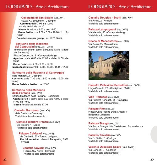 Agenda del Turista - Turismo Provincia di Lodi