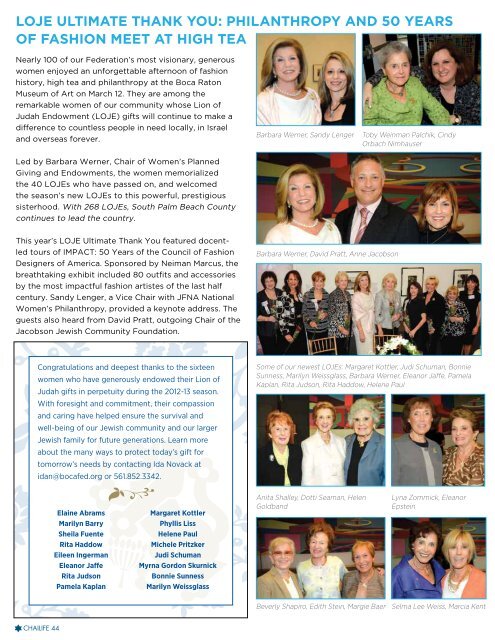 Chai Life Spring 2013 (PDF Document) - Jewish Federation of South ...