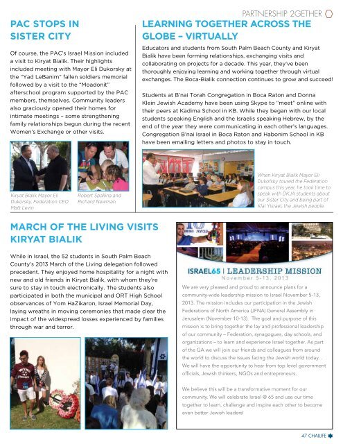 Chai Life Spring 2013 (PDF Document) - Jewish Federation of South ...