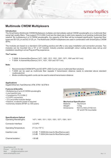 Multimode CWDM Multiplexers
