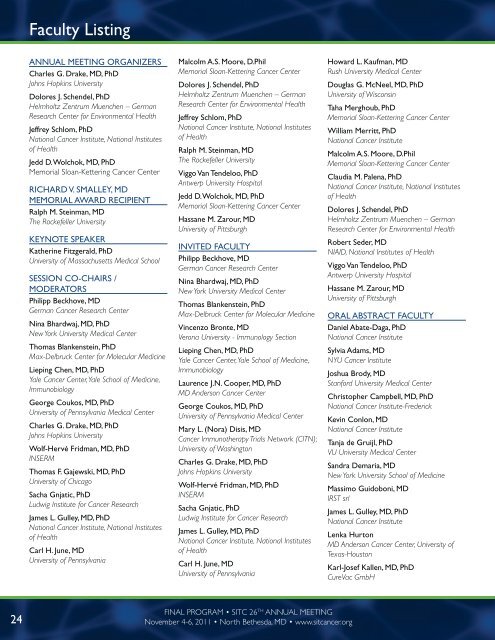 FINAL PROGRAM - Society for Immunotherapy of Cancer