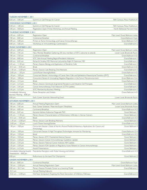 FINAL PROGRAM - Society for Immunotherapy of Cancer