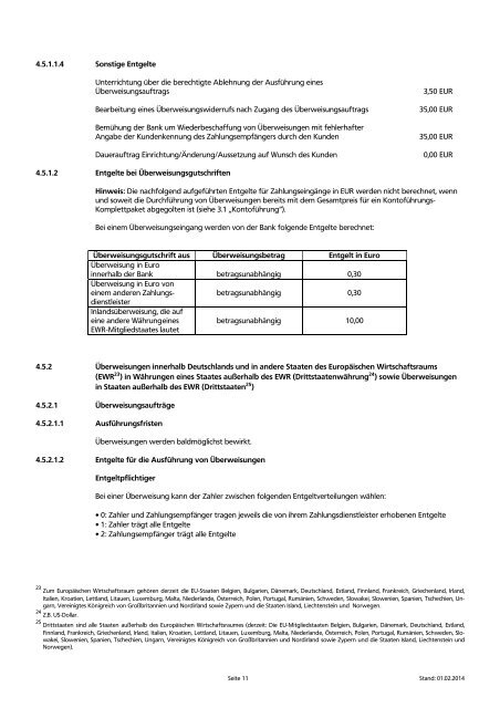 Preis- und Leistungsverzeichnis - Volksbank Dorsten eG