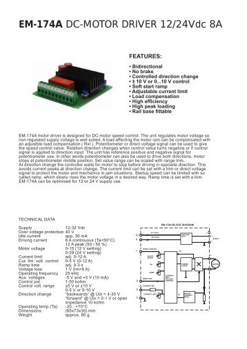 EM-174A DC-MOTOR DRIVER 12/24Vdc 8A - Electromen