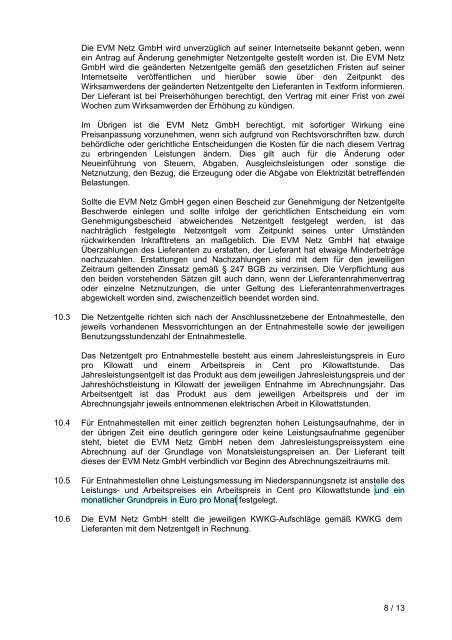 Download PDF: Lieferantenrahmenvertrag - EVM Netz