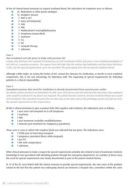 SHOT Annual Report 2009 - Serious Hazards of Transfusion