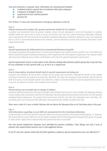 SHOT Annual Report 2009 - Serious Hazards of Transfusion