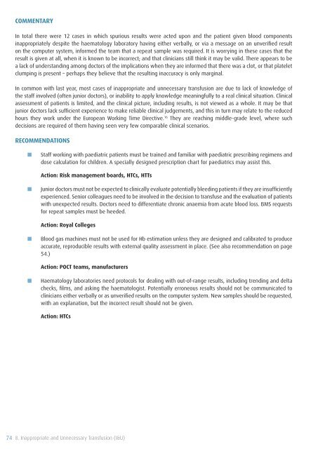 SHOT Annual Report 2009 - Serious Hazards of Transfusion