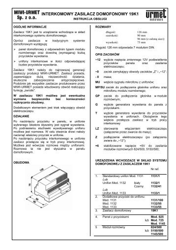 INTERKOMOWY ZASILACZ DOMOFONOWY 19K1 - Aval