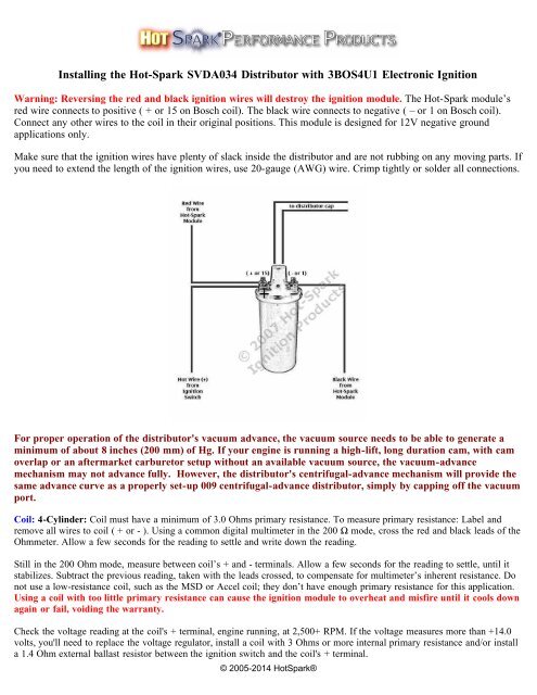 Installing The Hot-Spark SVDA034 Distributor With 3BOS4U1