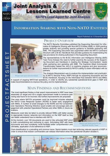 Information Sharing with Non-NATO Entities - Joint Analysis and ...