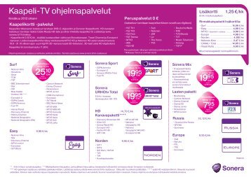 Kaapeli-TV ohjelmapalvelut - Sonera