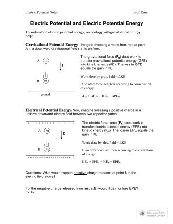 Electric Potential and Electric Potential Energy - Web Physics