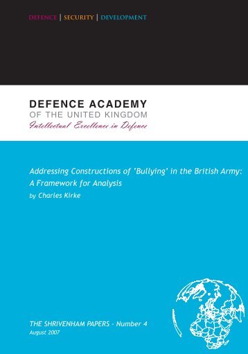 Addressing Constructions of 'Bullying' in the British Army - Defence ...