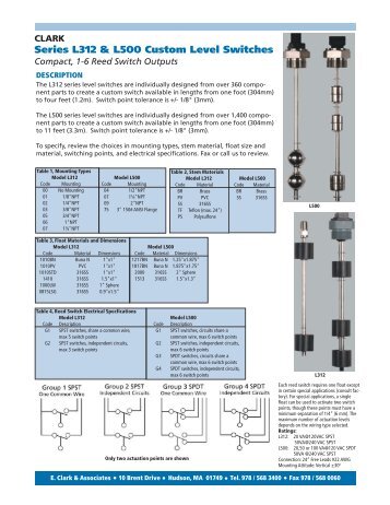 Series L312 & L500 Custom Level Switches