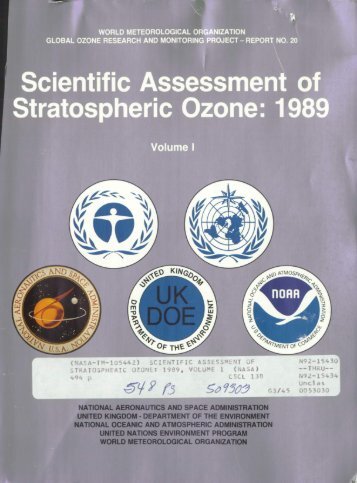 Scientific Assessment of Stratospheric Ozone: 1989 (Volume ... - NASA