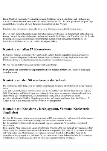Kontakte mit allen 27 Sikarevieren am Hochrhein - Badische Jäger ...