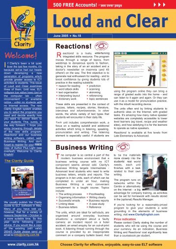 Loud And Clear Clarity English Language Teaching Online