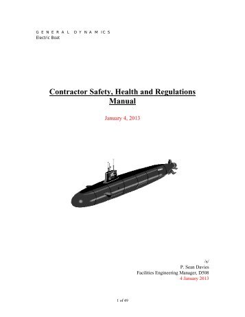 Contractor Safety, Health & Regulations Manual - Electric Boat ...