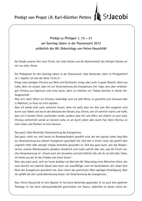 Predigt zu Philipper 1,15-21 - St. Jacobi