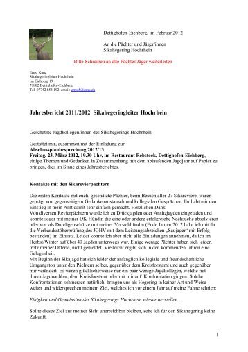 Jahresbericht Sikaring 2011 - Badische Jäger Kreisverein Waldshut ...