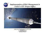 Implementation of Risk Management in NASA's CEV Project Office