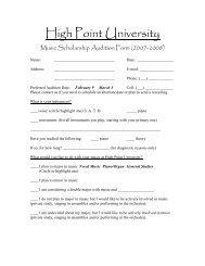 Music Scholarship Audition Form - High Point University