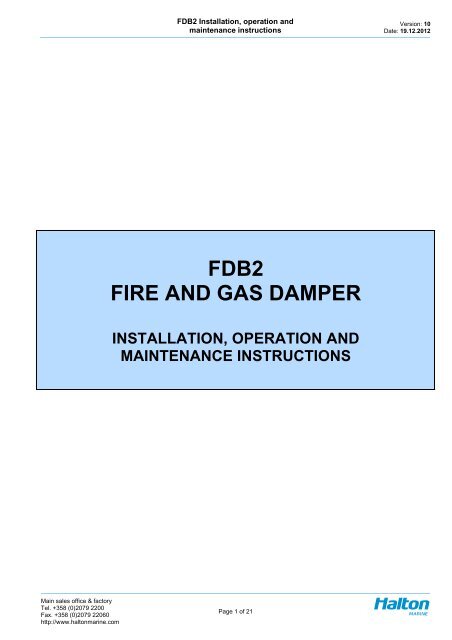 FDB2 FIRE AND GAS DAMPER - Halton