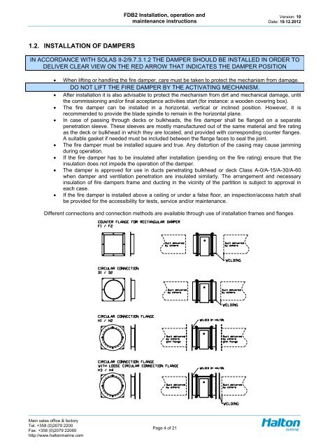 FDB2 FIRE AND GAS DAMPER - Halton