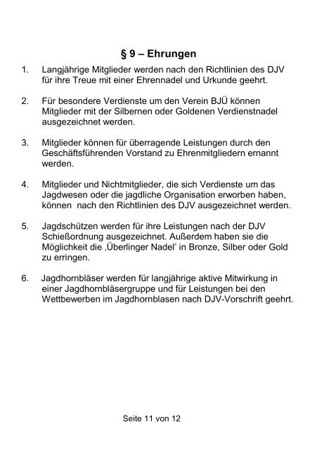 Satzung BJÜ [64.0 KB] - Badische Jäger Überlingen eV