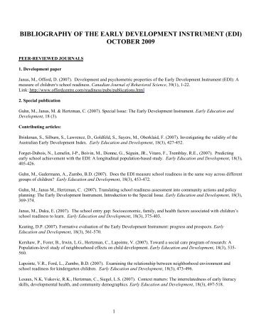 bibliography of the early development instrument - Human Early ...