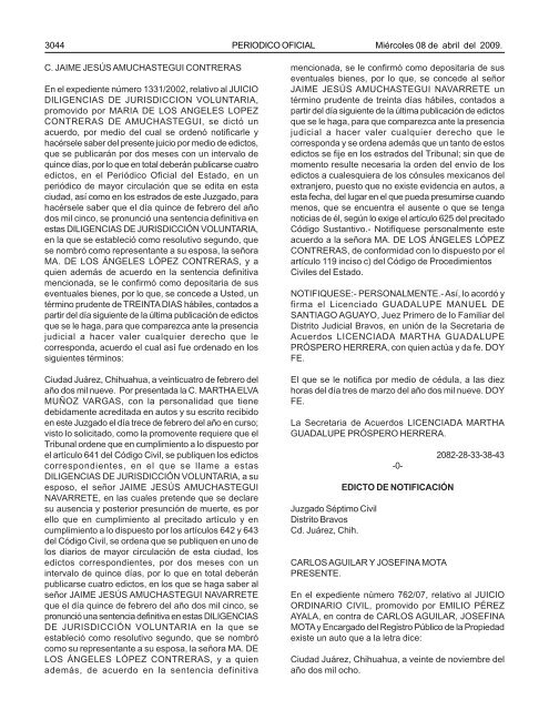 MiÃ©rcoles 8 de abril del 2009 - Gobierno del Estado de Chihuahua