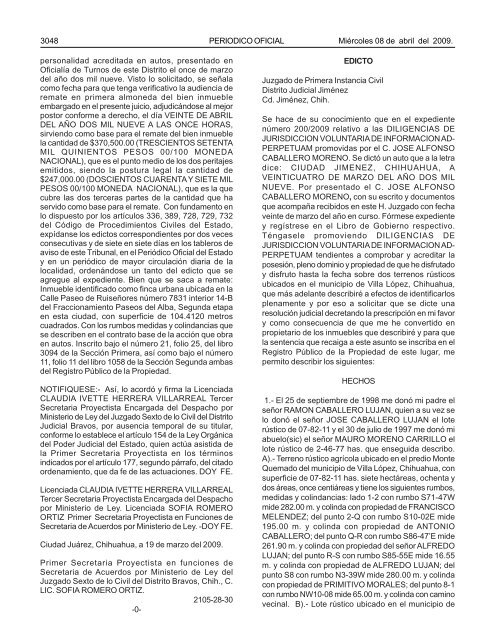 MiÃ©rcoles 8 de abril del 2009 - Gobierno del Estado de Chihuahua