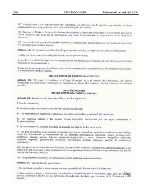 MiÃ©rcoles 8 de abril del 2009 - Gobierno del Estado de Chihuahua