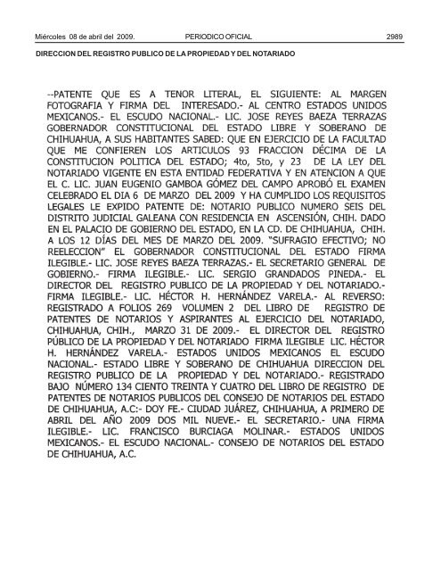 MiÃ©rcoles 8 de abril del 2009 - Gobierno del Estado de Chihuahua