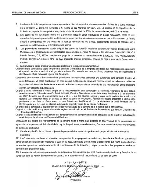 MiÃ©rcoles 8 de abril del 2009 - Gobierno del Estado de Chihuahua