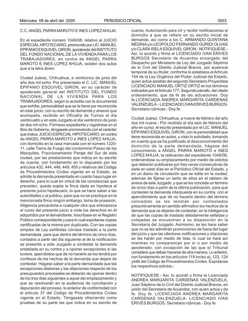 MiÃ©rcoles 8 de abril del 2009 - Gobierno del Estado de Chihuahua