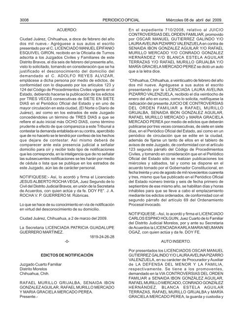 MiÃ©rcoles 8 de abril del 2009 - Gobierno del Estado de Chihuahua