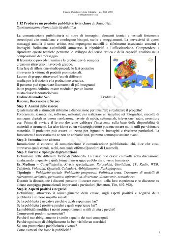 1.12 Produrre un prodotto pubblicitario in classe di Bruno Nati ...