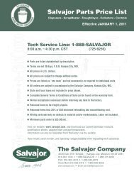 Salvajor Parts Price List