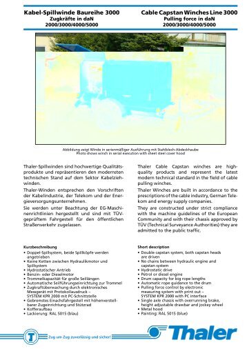 Kabel-Spillwinde Baureihe 3000 Cable Capstan Winches Line 3000