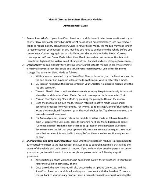Bluetooth Module Advanced User Guide Viper